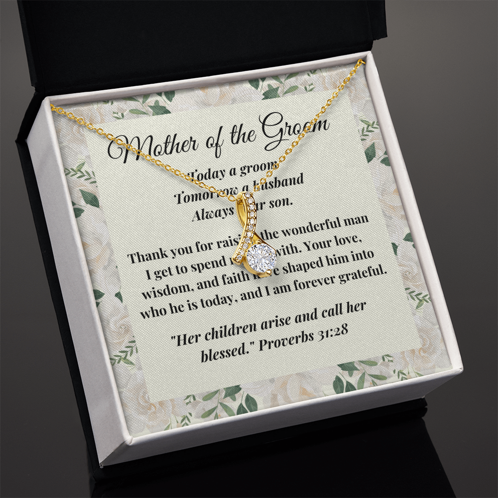 Mother of the Groom Gift - Alluring Beauty Necklace - Christian Wedding Gift with Message Card