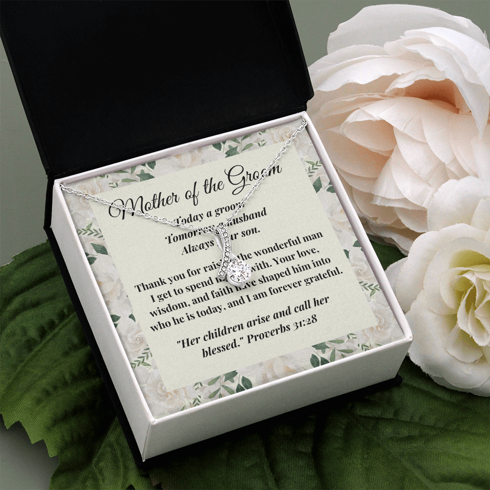 Mother of the Groom Gift - Alluring Beauty Necklace - Christian Wedding Gift with Message Card