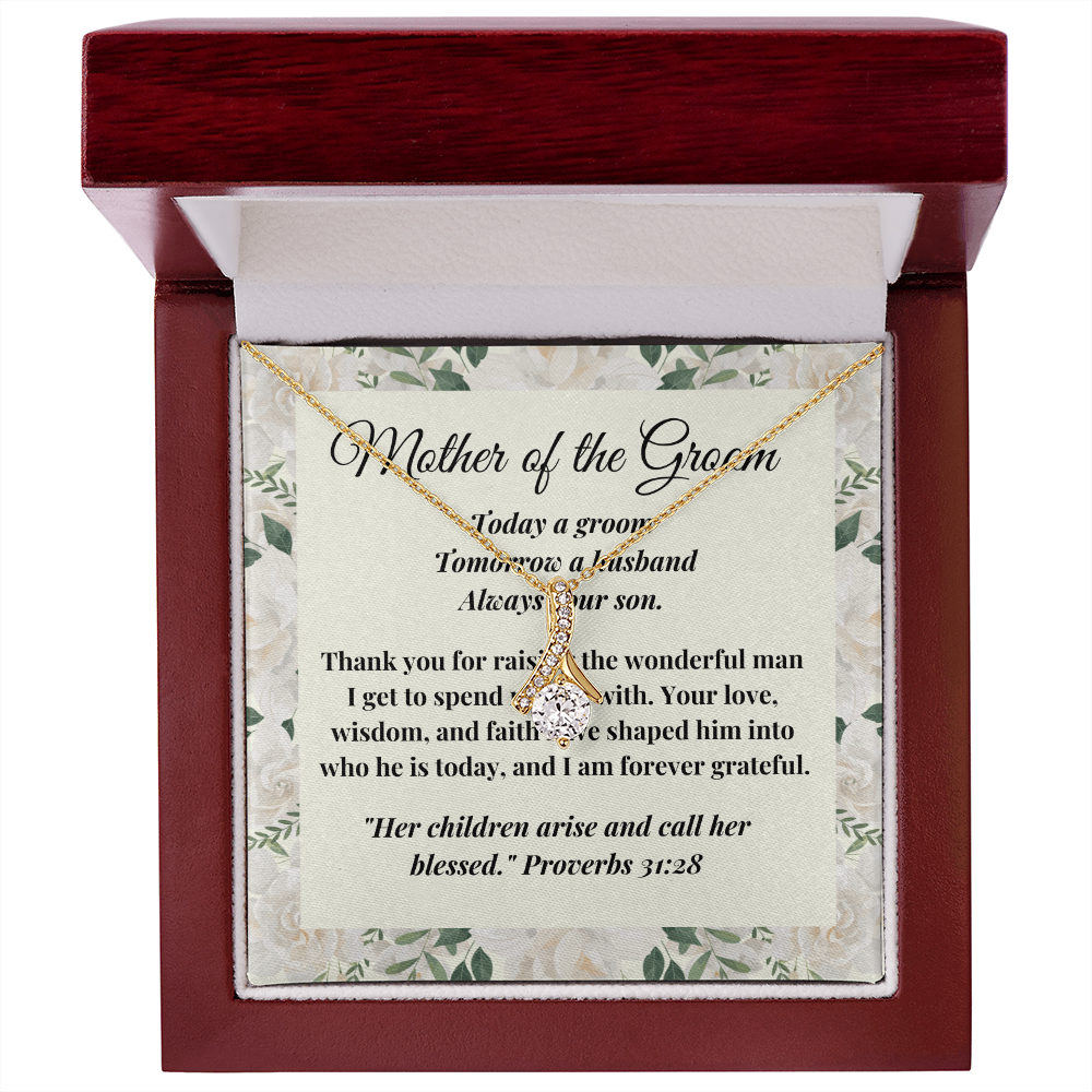 Mother of the Groom Gift - Alluring Beauty Necklace - Christian Wedding Gift with Message Card