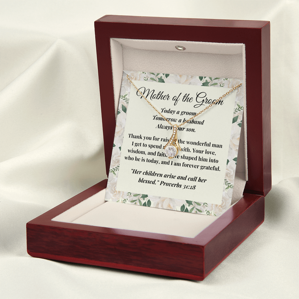 Mother of the Groom Gift - Alluring Beauty Necklace - Christian Wedding Gift with Message Card