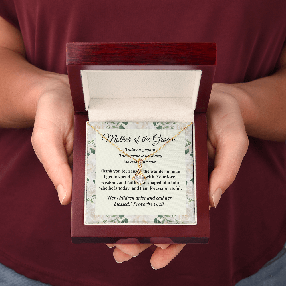 Mother of the Groom Gift - Alluring Beauty Necklace - Christian Wedding Gift with Message Card