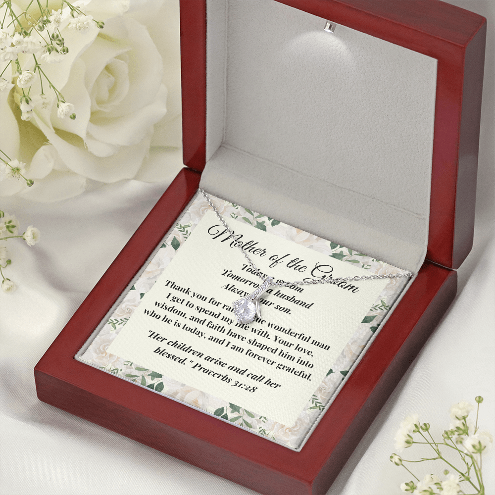 Mother of the Groom Gift - Alluring Beauty Necklace - Christian Wedding Gift with Message Card