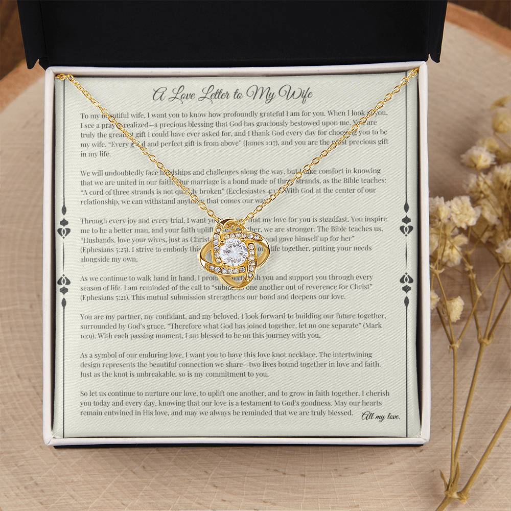 Christian Love Knot Necklace for Wife – Faith-Based Jewelry Gift with Heartfelt Message Card – Symbol of Unbreakable Bond, Perfect for Anniversaries, Birthdays, or Special Occasions