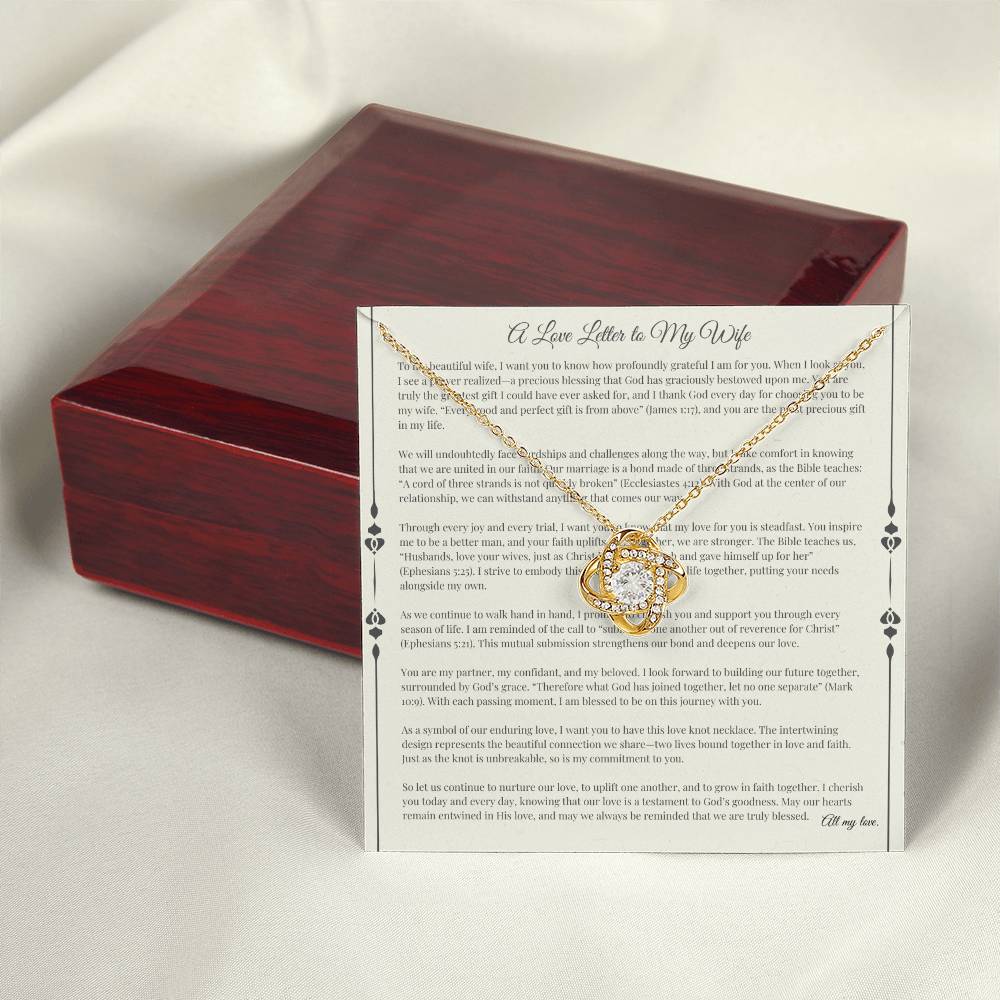 Christian Love Knot Necklace for Wife – Faith-Based Jewelry Gift with Heartfelt Message Card – Symbol of Unbreakable Bond, Perfect for Anniversaries, Birthdays, or Special Occasions