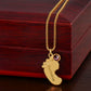 Custom Baby Feet Necklace with Birthstone for New Mothers | Personalized Christian Gift | Engraved Foot Pendant in Stainless Steel or 18K Gold