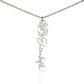 Personalized Flower Name Necklace – Custom Birth Flower Jewelry, Gift for Her, Floral Nameplate Necklace, Adjustable Chain