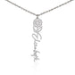 Personalized Flower Name Necklace – Custom Birth Flower Jewelry, Gift for Her, Floral Nameplate Necklace, Adjustable Chain