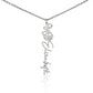 Personalized Flower Name Necklace – Custom Birth Flower Jewelry, Gift for Her, Floral Nameplate Necklace, Adjustable Chain