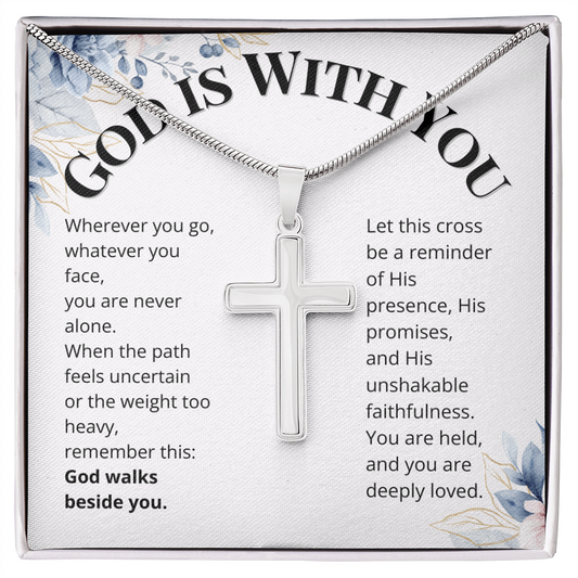 Stainless Steel Cross Necklace for Women – Faith-Inspired Christian Gift with Encouraging Message Card
